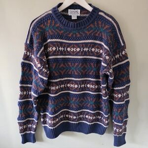 Honors M Vintage 90s Coogi Style Eclectic Grandpa Dadcore Chunky Knit Sweater